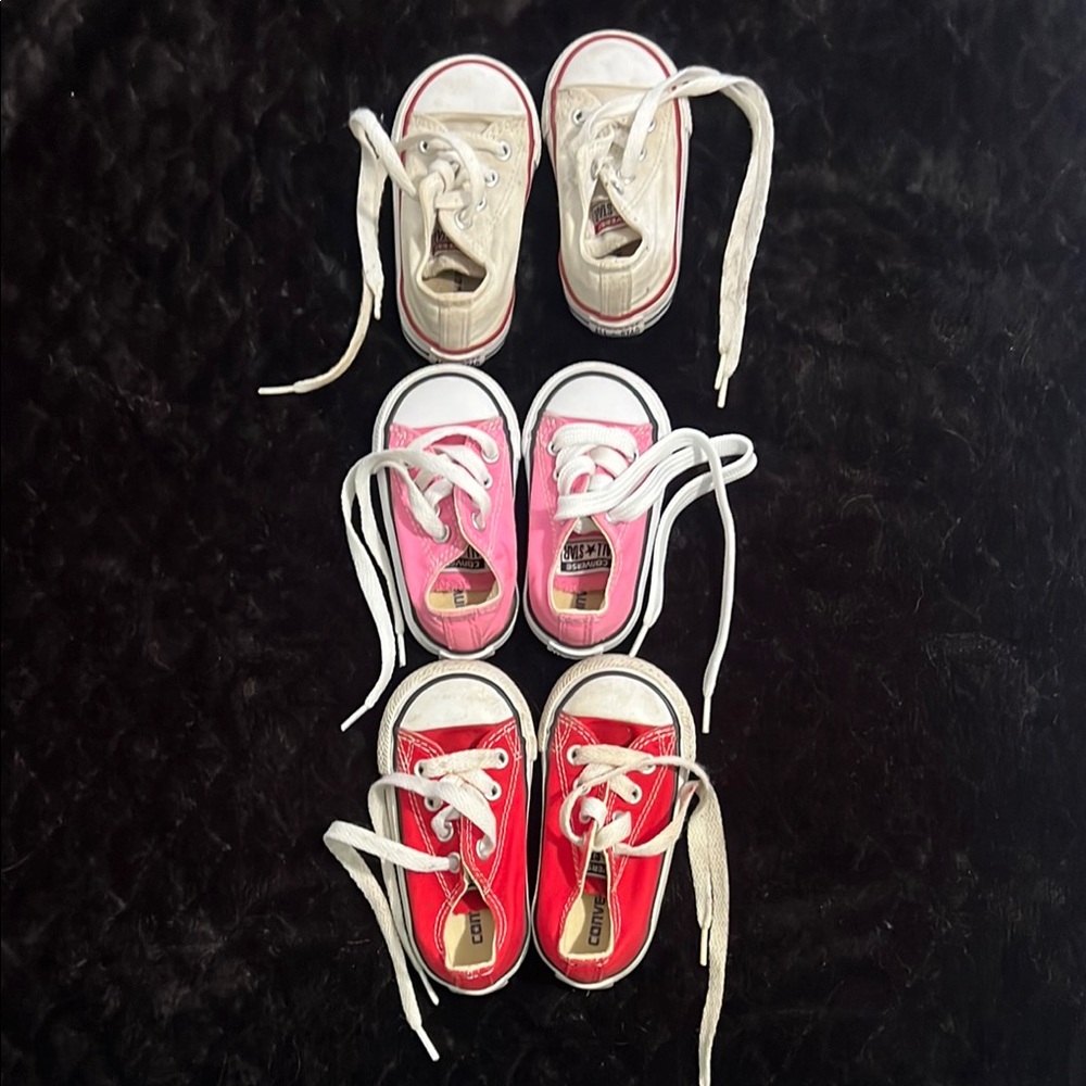 Converse Pink and White Canvas Sneakers Low-Top